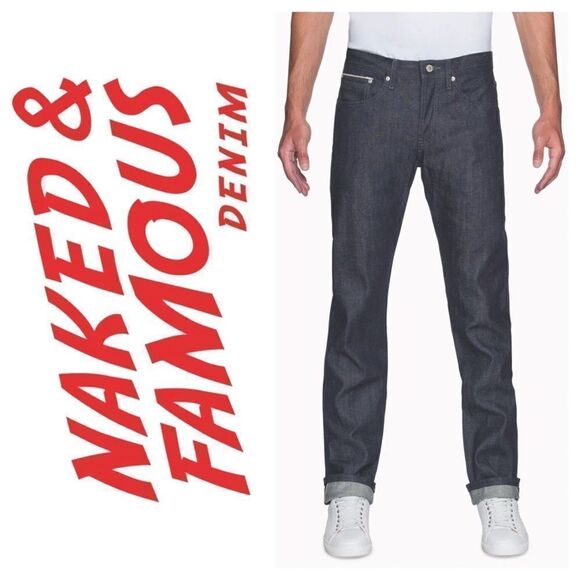 Naked & Famous Weird Guy Featherweight Indigo Selvedge Tapered Jeans - Picture 1 of 11